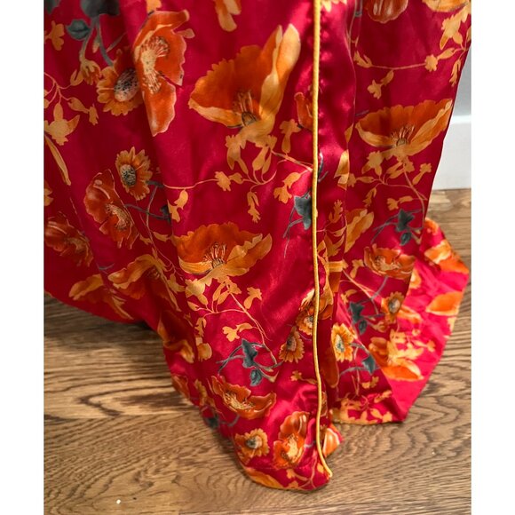 Saks Fifth Avenue 100% Silk Long Robe, Red floral, Size L - Picture 7 of 11